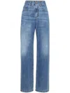 Brunello Cucinelli Soft Denim Loose Stove Pipe Jeans In Blue