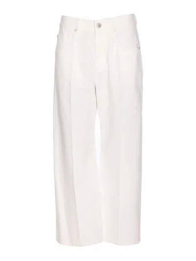 Brunello Cucinelli Denim Pants With Jewel In White