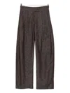 Brunello Cucinelli High Waist Wide Leg Trousers With Metallic Effect In Brown