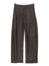 Brunello Cucinelli High Waist Wide Leg Trousers With Metallic Effect In Brown