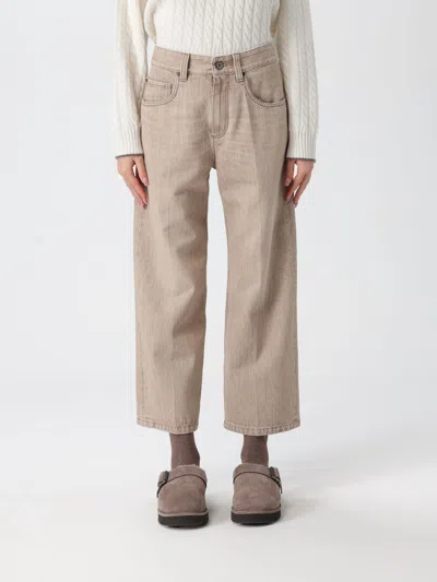 Brunello Cucinelli Jeans  Woman Color Beige In Animal Print