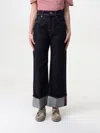 Brunello Cucinelli Women Crop Denim Trousers With Turn-ups In Blue