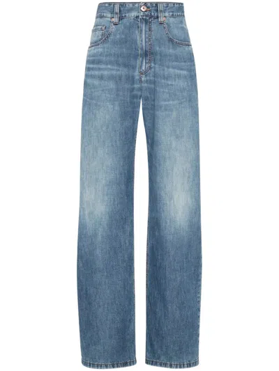 Brunello Cucinelli Lightweight Denim Contemporary Loose Jeans In Blue