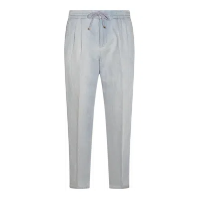 Brunello Cucinelli Wool Track Pants In Denim Chiarissimo Light
