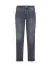 Brunello Cucinelli Tapered-leg Jeans In Denim Grigio Medio