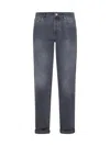 Brunello Cucinelli Tapered-leg Jeans In Denim Grigio Medio