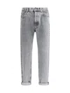 Brunello Cucinelli Straight Leg Jeans With Faded Effect And Five-pocket Design In Blue