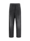 Brunello Cucinelli Grey Five Pocket Jeans With Elastic Waist In Blue