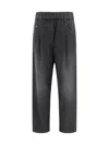 BRUNELLO CUCINELLI GREY FIVE POCKET JEANS WITH ELASTIC WAIST IN COTTON WOMAN