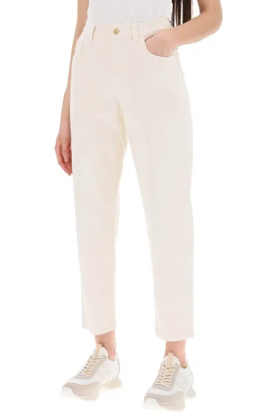 Brunello Cucinelli High-waisted Cropped Jeans In White