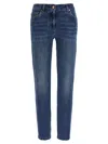 Brunello Cucinelli Embellished Skinny Cotton Jeans With Contrast Stitching