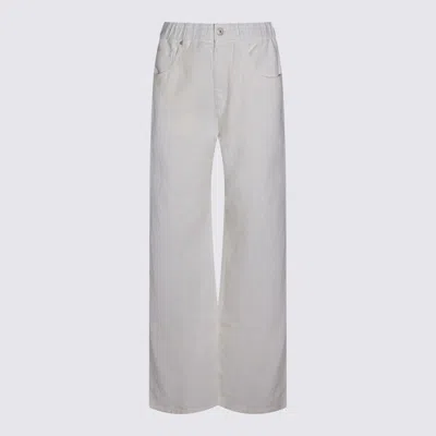 Brunello Cucinelli White Cotton Jeans In Brown
