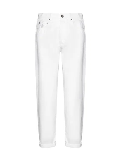 Brunello Cucinelli Dyed Denim Pants In White