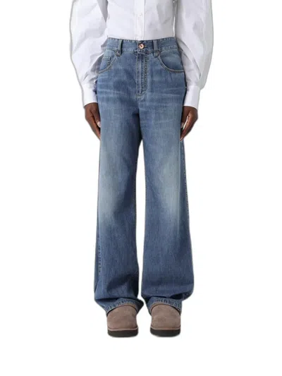 Brunello Cucinelli Jeans Wide Leg In Blue