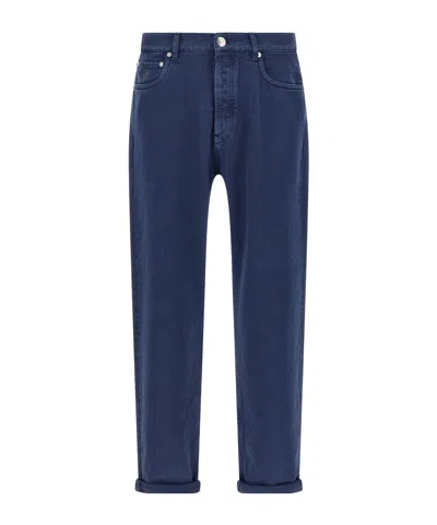 BRUNELLO CUCINELLI GARMENT-DYED LOGO-PATCH JEANS