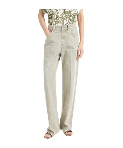 Brunello Cucinelli Jeans With Belt Loops In Olive