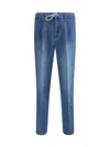Brunello Cucinelli Men Jeans With Drawstring Waistband In Blue