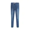 Brunello Cucinelli Men Jeans With Drawstring Waistband In Blue