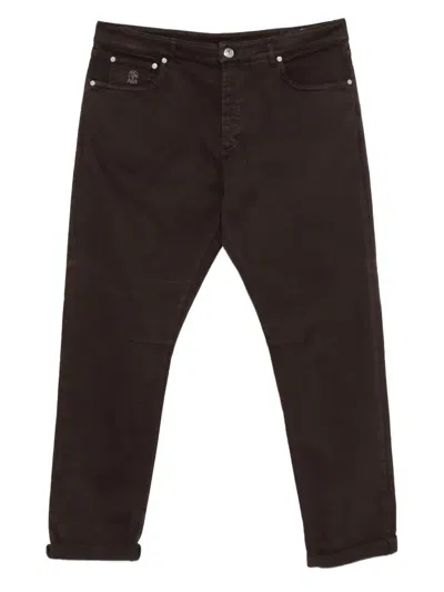 Brunello Cucinelli Jeans With Embroidered Logo In Black