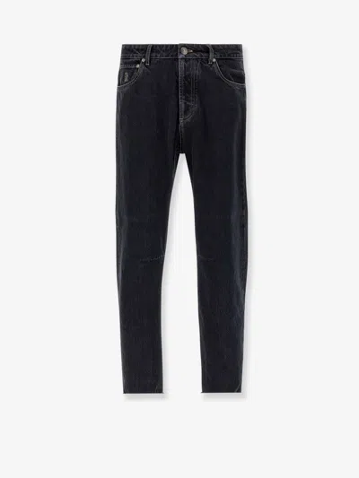 Brunello Cucinelli Jeans With Logo Embroidery In Blue