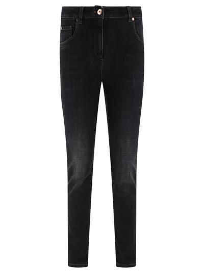 BRUNELLO CUCINELLI BRUNELLO CUCINELLI JEANS WITH SHINY LEATHER TAB