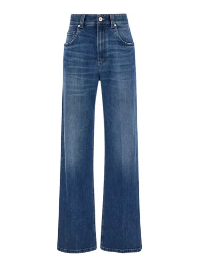 Brunello Cucinelli Jeans With Shiny Tab In Blue