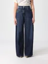 Brunello Cucinelli Women Blue Jeans With Five-pocket Design And Patch Logo On The Back In Denim Woma In Blue