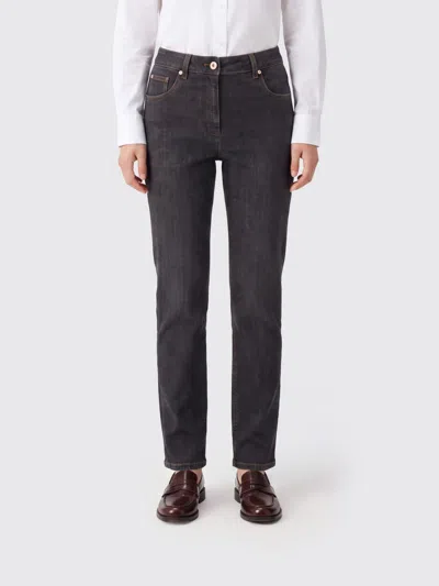 Brunello Cucinelli Jeans Woman Color Grey In Gray