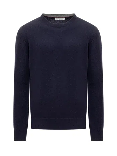 Brunello Cucinelli Jersey In Navy+dark Grey