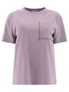 Brunello Cucinelli Women Cotton Jersey T-shirt With Shiny Pocket Detail In Purple