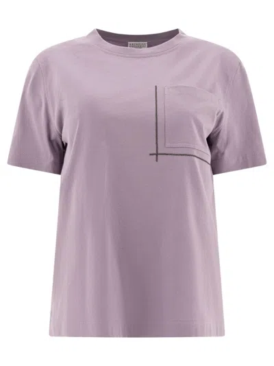 Brunello Cucinelli Jersey Cotton T-shirt In Purple