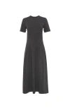 Brunello Cucinelli Short-sleeve Jersey Midi Dress In Gray