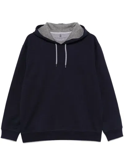 Brunello Cucinelli Jersey Hoodie In Blue