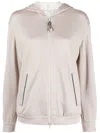 Brunello Cucinelli Jersey-knit Drawstring Zipped Hoodie In Neutrals