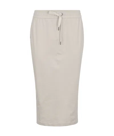 Brunello Cucinelli Jersey Midi Pencil Skirt In Neutral