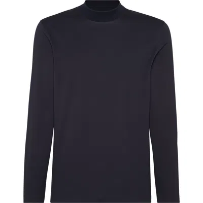 Brunello Cucinelli Jersey Mock Neck T-shirt In Black