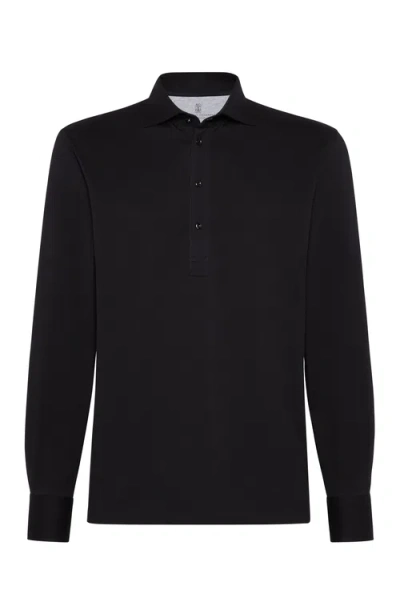 Brunello Cucinelli Jersey Polo Shirt In Black