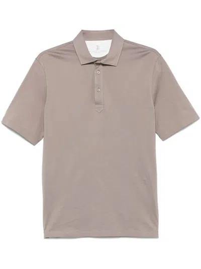 Brunello Cucinelli Jersey Polo Shirt In Grey