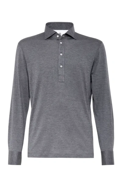 Brunello Cucinelli Cotton Polo Shirt In Grey