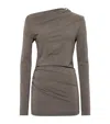 Brunello Cucinelli Jersey Ruched Long-sleeve T-shirt In Brown