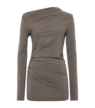 Brunello Cucinelli Jersey Ruched Long-sleeve T-shirt In Black