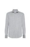 Brunello Cucinelli Silk-cotton Button-up Shirt In Gray