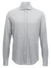 Brunello Cucinelli Men Silk And Cotton Jersey Shirt With Spread Collar