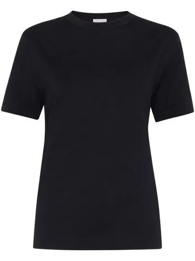 Brunello Cucinelli Monili-trim Cotton T-shirt In Black