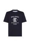Brunello Cucinelli Blue Jersey Printed Crewneck T-shirt In Blue