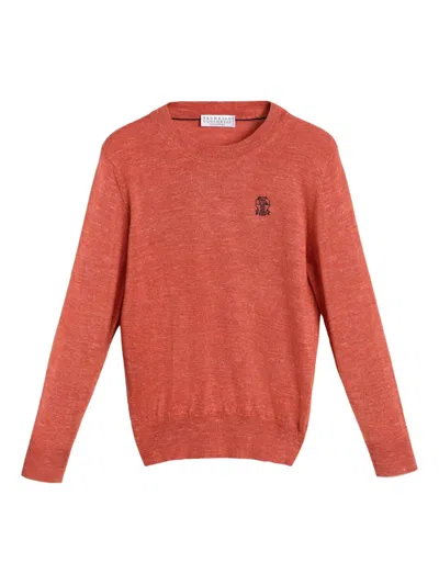 Brunello Cucinelli Kids' Jersey T-shirt In Orange