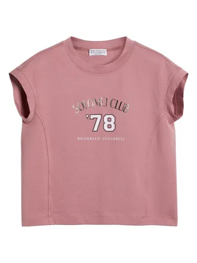 Brunello Cucinelli Kids' Jersey T-shirt In Pink