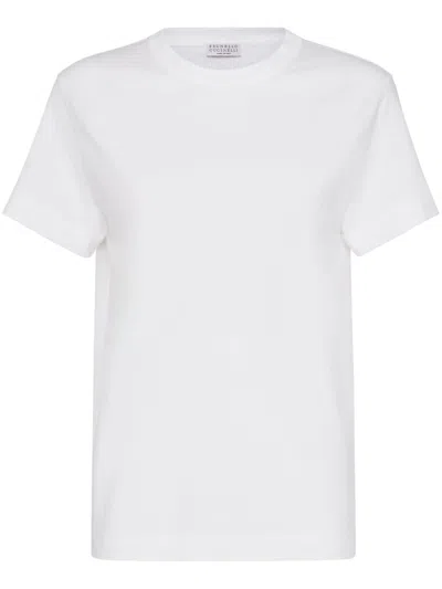 Brunello Cucinelli Women's Cotton Jersey T-shirt With Monili In White