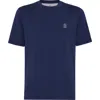 Brunello Cucinelli Classic Round Neck Cotton T-shirt In Blue