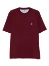 Brunello Cucinelli Men Jersey T-shirt With Logo In Brown